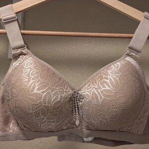 Unbranded Wireless Bra Lace Comfort Full Coverage Size M Band 27 to 28" Khaki